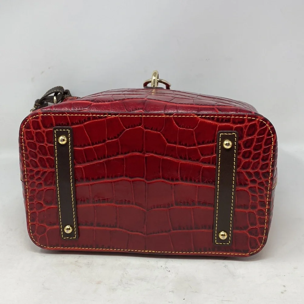 ❤️Dooney & Bourke Red Croc Embossed Leather Hobo Bag. - Picture 6 of 13